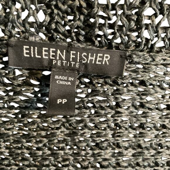 Eileen Fisher Green Linen Silk Open Weave Cardigan PJ Women's Size PP - Picture 2 of 9